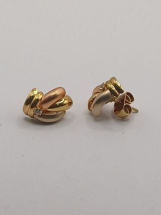 Pendientes tres oros de oro 18k , 3,10gr Ref.G-735