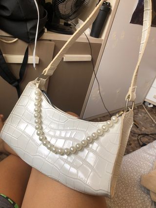 Bolso bandolera blanco perla