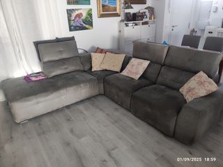 Sofá chaise longue gris