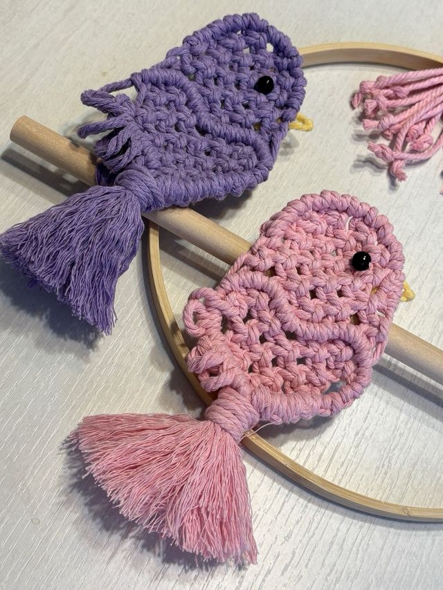 Pajaritos de macramé