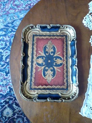 Vassoio legno dorato rosso