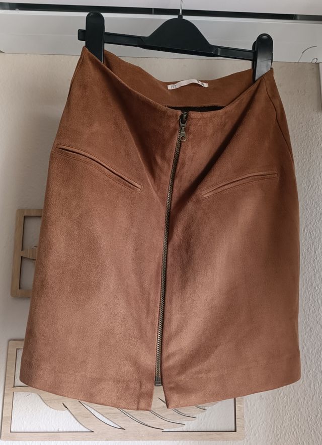 Mini falda ante marrón boho chic 