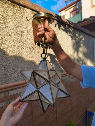 Lámpara Estrella Metal y Cristal