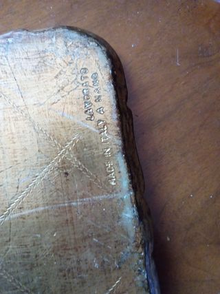 Vassoio vintage legno dorato verde decorato a mano