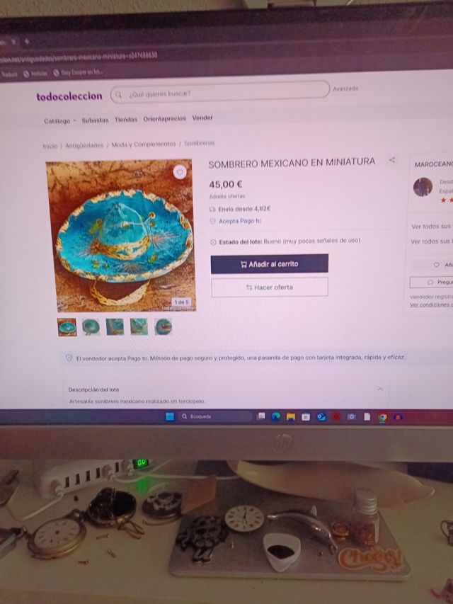 Sombrero Mexicano Rojo - 14cm terciopelohoy