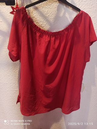 Blusa roja c/cuello barca T-52