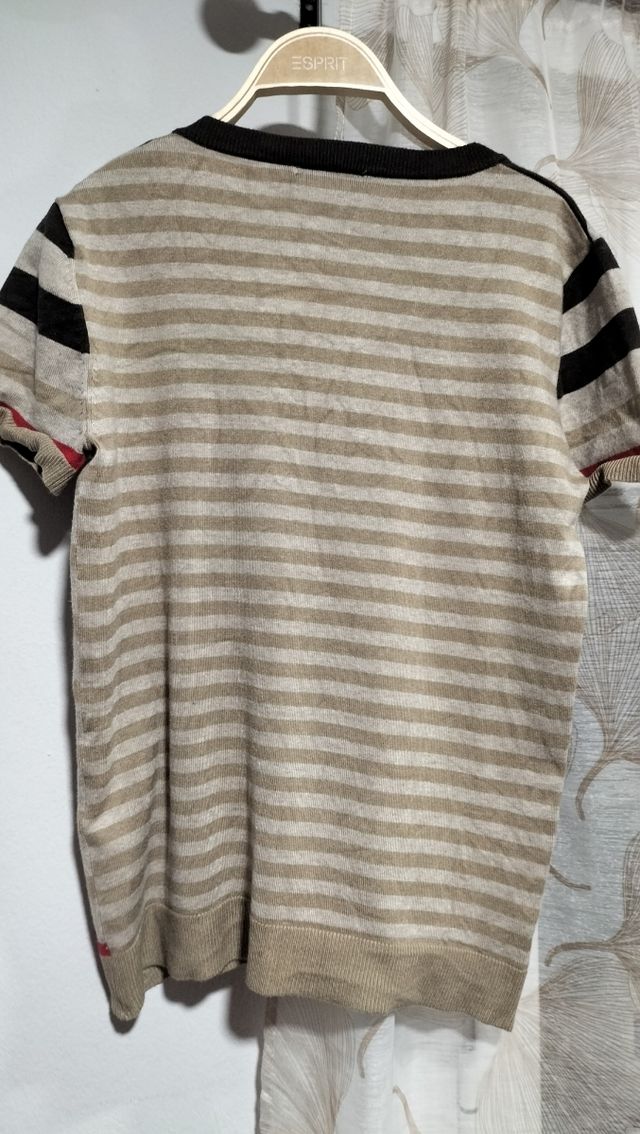 Punto Roma - Camiseta rayas beige-marrón talla S