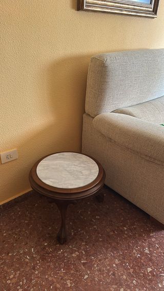 Mesita madera mármol - Auxiliar salón