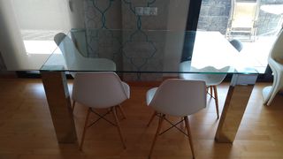 Mesa cristal 4 sillas - Moderna