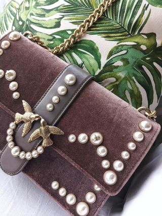 Pinko - Borsetta velluto marrone