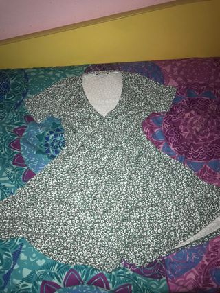 Vestido flores - verde y blanco/ negro y blanco