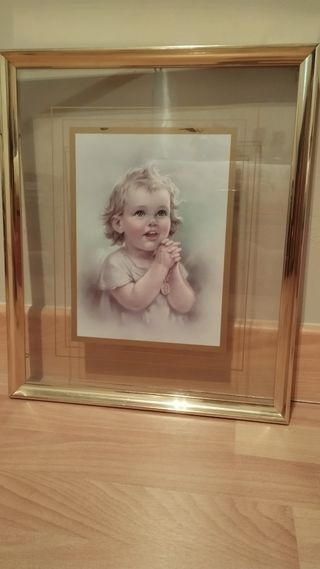 Cuadro infantil vintage dorado