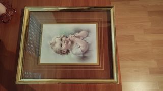 Cuadro infantil vintage dorado