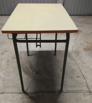 Mesa escolar individual verde madera metal colegio