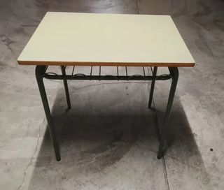 Mesa escolar individual verde madera metal colegio