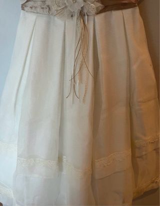 Vestido comunión niña beige/blanco