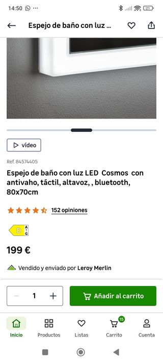 Espejo baño LED 