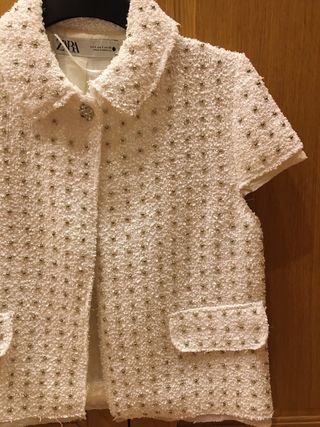 Chaqueta Zara blanca lentejuelas