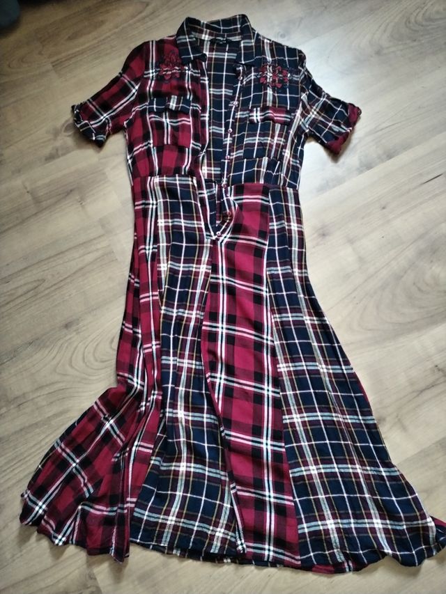 Vestido Desigual cuadros rojo-azul