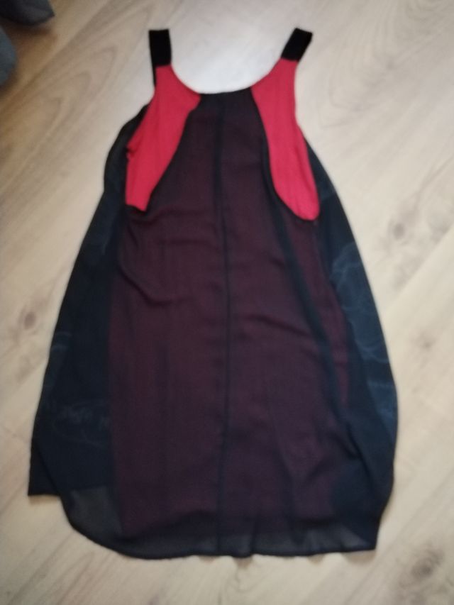 Vestido Desigual negro-rojo
