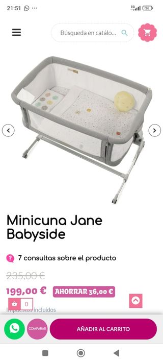 Minicuna Jane Babyside Gris