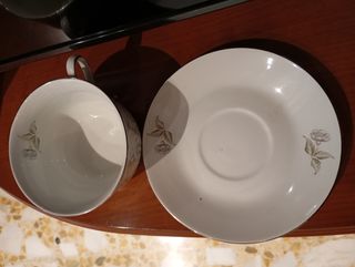 Juego 6 tazas café porcelana