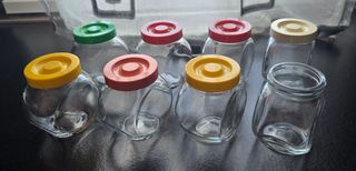 8 Vasetti Vetro - Coperchi Colorati