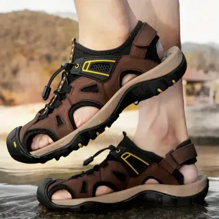 Sandalias Piel Marrón Hombre