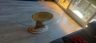 Mesita centro cristal mármol