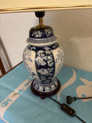 2 Lámparas Vintage Porcelana Azul y Blanca
