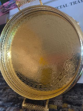Bandeja dorada metal - Decorativa