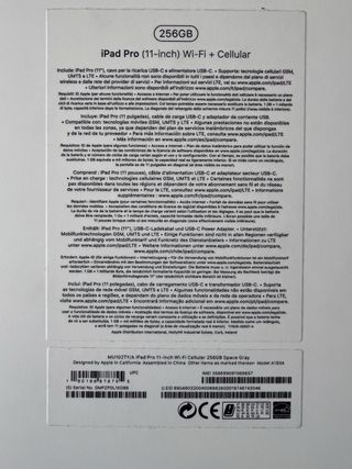 iPad Pro 11" 256GB Wi-Fi+Cellular - Grigio Sideral