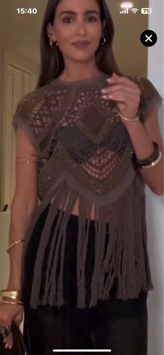 Top Zara crochet marrón - Talla L