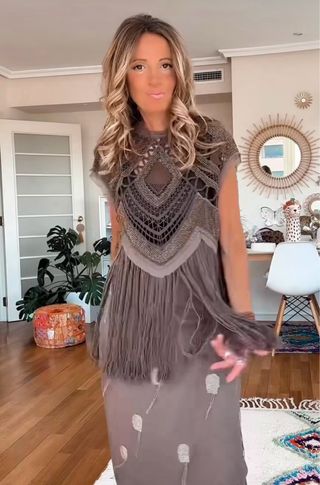 Top Zara crochet marrón - Talla L