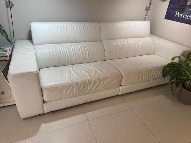 Sofá piel blanco - 3 plazas