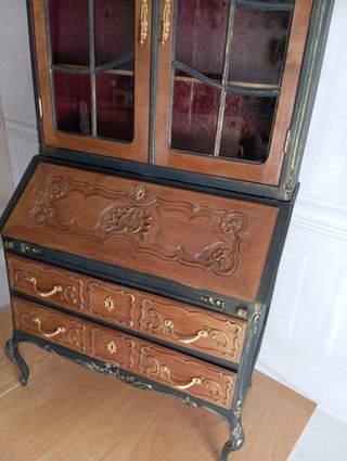 Mueble vitrina secreter francés antiguo restaurado