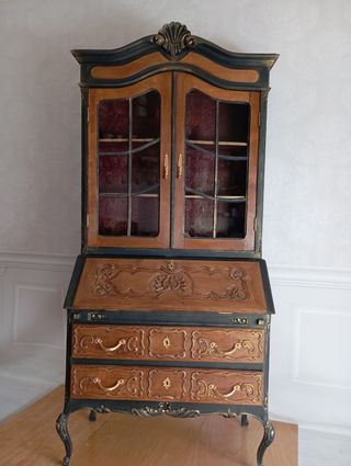 Mueble vitrina secreter francés antiguo restaurado