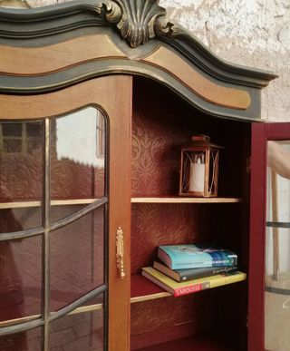 Mueble vitrina secreter francés antiguo restaurado