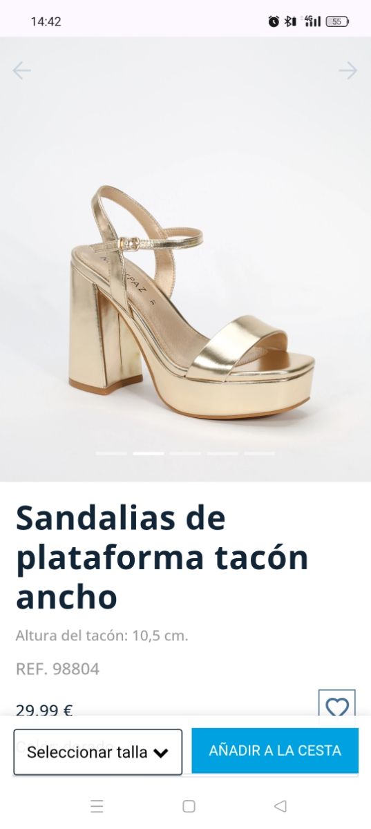 Sandalias plataforma tacón dorado