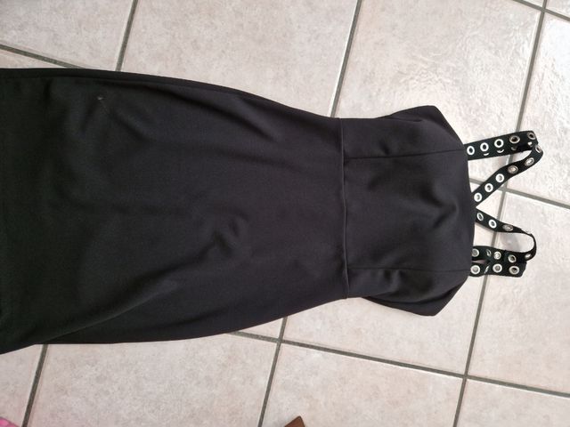 Vestito corto in ecopelle verde scuro