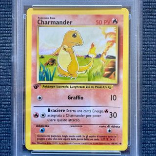 Charmander 1°ed Base PSA 8 NM-MT carta Pokemon