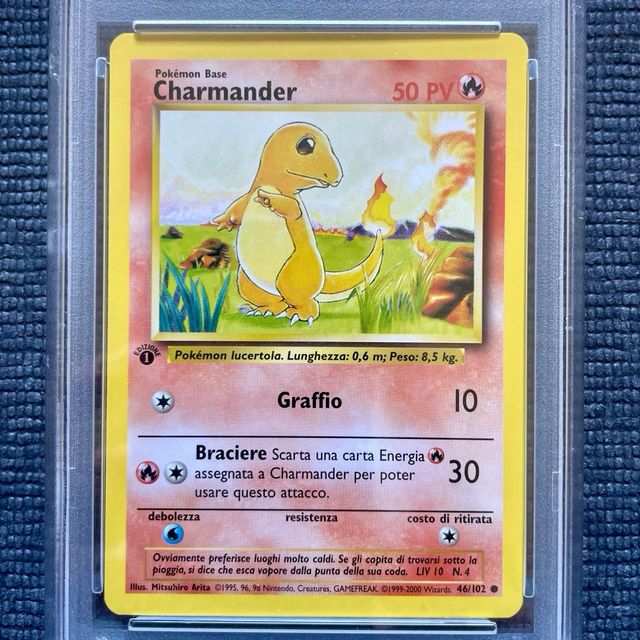 Charmander 1°ed Base PSA 8 NM-MT carta Pokemon