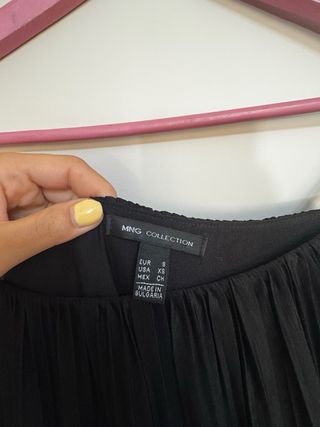 Vestido Mango Negro Plisado