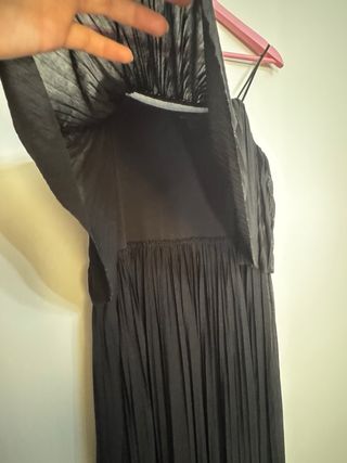 Vestido Mango Negro Plisado