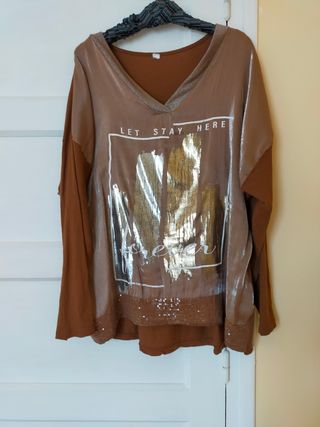 Camisa marrón y dorado - Talla única