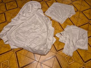 3€ compra ora 3 Pezzi di stoffa satinato bianco 