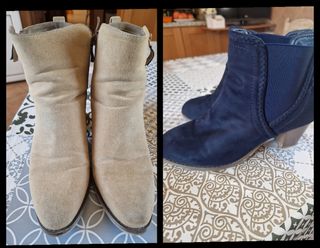 Botines mujer talla 41 - azul marino y beige