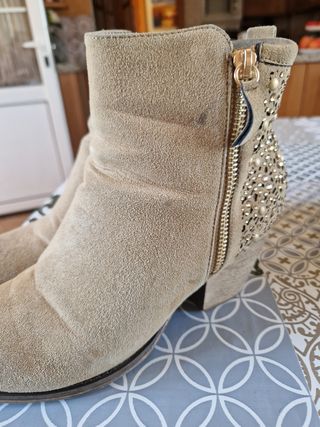Botines mujer talla 41 - azul marino y beige