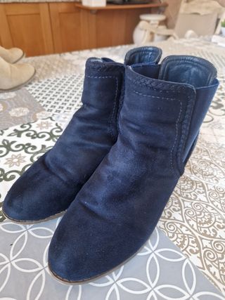 Botines mujer talla 41 - azul marino y beige