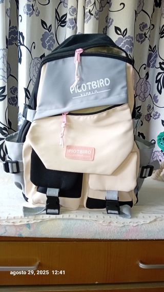 Mochila Pilotbird beige-gris